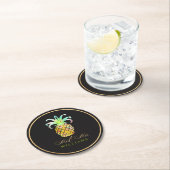 PixDezines フェイク金ゴールド/Pineapple ラウンドペーパーコースター (インサイチュ)