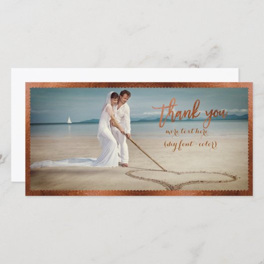 PixDezines フェイク銅フレーム/感謝していユー写真 サンキューカード (正面/裏面)