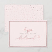 PixDezines フェイク ローズゴールド あなたは私の…ブライズメイド 招待状 (正面/裏面)