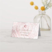 PixDezines フェイク ローズゴールド ツリー リング + 大理石 プレイスカード (裏面)