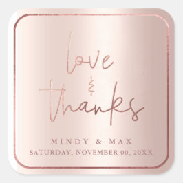 PixDezines フェイク ローズゴールド ラブ+サンキュー スクエアシール