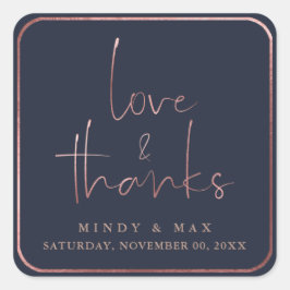 PixDezines フェイク ローズゴールド ラブ+サンキュー|DIY カラー スクエアシール