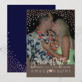 PixDezines フェイク ローズ ゴールド コンフェッティ/ハート/セーブ デート セーブザデート (正面/裏面)