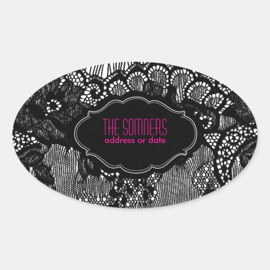 PixDezines フェイク lace/DIY背景色 楕円形シール (正面)