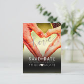 PixDezines フェイク Silver日付/ハートを保存 案内ポストカード (スタンド正面)