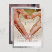 PixDezines フェイク Silver日付/ハートを保存 案内ポストカード (正面/裏面)