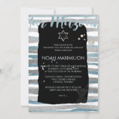 PixDezines フェイク silver/blue/ストライプバー（ユダヤ教の）バル・ミツバー 招待状 (裏面)