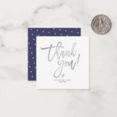 PixDezines フェイク Silver Brush Script Thank You ノートカード (正面/裏面インサイチュ)