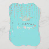 PixDezines フェイク Silver Crown/ハート/DIYカラー 招待状 (正面/裏面)