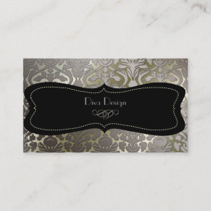 PixDezines フェイク silver flora damask/diy color 名刺