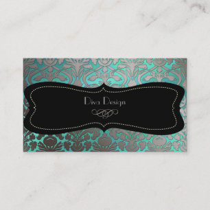 PixDezines フェイク silver flora damask/diy color 名刺
