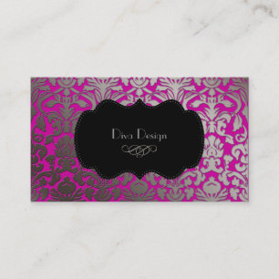 PixDezines フェイク silver flora damask/diy color 名刺
