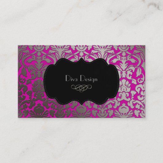 PixDezines フェイク silver flora damask/diy color 名刺 (正面)