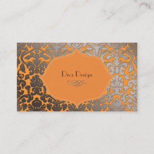 PixDezines フェイク silver flora damask/diy color 名刺