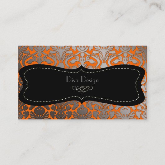 PixDezines フェイク silver flora damask/diy color 名刺 (正面)