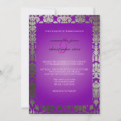 PixDezines フェイク Silver Flora Damask / Purple 招待状 (裏面)