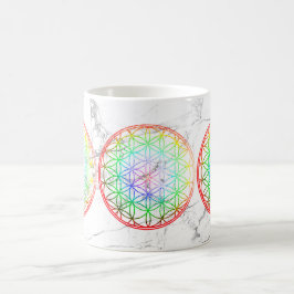PixDezines フラワー・オブ・ライフ 模造ホイル+大理石 コーヒーマグカップ
