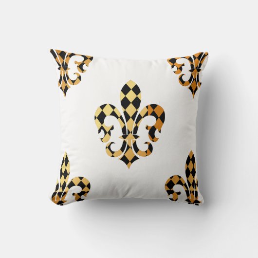 PixDezines フルール・ド・リス/ゴールド/ブラック/DIY背景 クッション (正面)