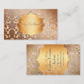 PixDezines フローラ ダマスク フェイク カッパー+パーチメント 名刺 (正面/裏面)