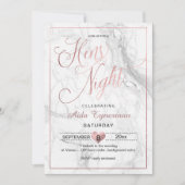 PixDezines ブライズパーティー 偽のローズゴールド スクリプト+大理石 招待状 (正面)