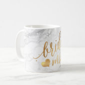 PixDezines ブライズメイド|大理石 偽ゴールド スクリプト コーヒーマグカップ (正面左)