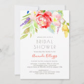 PixDezines ブライダルシャワーのための水彩 春の花 招待状 (正面)
