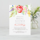 PixDezines ブライダルシャワーのための水彩 春の花 招待状 (スタンド正面)