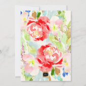 PixDezines ブライダルシャワーのための水彩 春の花 招待状 (裏面)