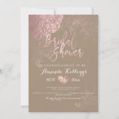 PixDezines ブライダルシャワー/ローズ/ローズゴールド/疑似箔 招待状 (正面)