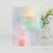 PixDezines ブラシ加工 コットンキャンディ バットミッツヴァ 招待状 (スタンド正面)