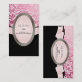 PixDezines ブラック、ピンク フィドーラ ダマスク 名刺 (正面/裏面)