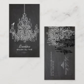 PixDezines ブラック+ホワイト シャンデリア/黒板 名刺 (正面/裏面)