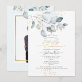 PixDezines ブルーガム ユーカリ 誕生記念日・洗礼式 招待状 (正面/裏面)