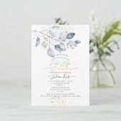 PixDezines ブルーガム ユーカリ 誕生記念日・洗礼式 招待状 (スタンド正面)