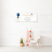 PixDezines ブルーグリッター風船 どんなイベントでも歓迎 横断幕 (インサイチュ)