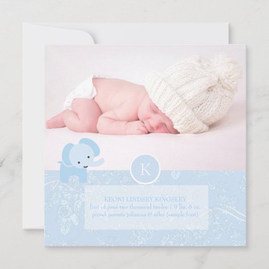 PixDezines ブルー トワール+ゾウ 案内状 (正面)