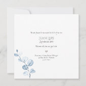 PixDezines ブルー ユーカリ 誕生発表 招待状 (裏面)