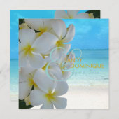 PixDezines プルメリアのレイ /ビーチ/トロピカル ウェディング 招待状 (正面/裏面)