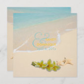 PixDezines プルメリアのレイ / ビーチ / ヒトデ 熱帯 招待状 (正面/裏面)