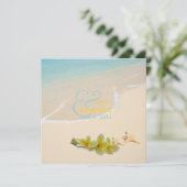 PixDezines プルメリアのレイ / ビーチ / ヒトデ 熱帯 招待状 (スタンド正面)