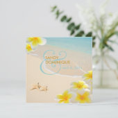 PixDezines プルメリア LEI/ビーチ/ヒトデ 招待状 (スタンド正面)