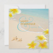 PixDezines プルメリア LEI/ビーチ/ヒトデ 招待状 (正面)