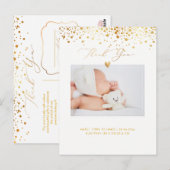 PixDezines ベビーシャワーのお礼/疑似ゴールドのコンフェッティ ポストカード (正面/裏面)