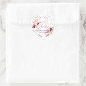 PixDezines ベビーシャワー, フラワールウォーターカラー, プラム ラウンドシール (バッグ)