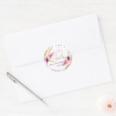 PixDezines ベビーシャワー, フラワールウォーターカラー, プラム ラウンドシール (封筒)
