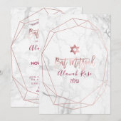 PixDezines ホワイト マーブル バット ミッツヴァ / ローズゴールド 招待状 (正面/裏面)