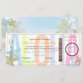 PixDezines ボーディングパス+ビーチウェディング招待状 招待状 (正面/裏面)