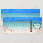 PixDezines ボーディングパス+ビーチウェディング招待状 招待状 (正面/裏面)