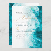 PixDezines マリンベースのウェーブ ショアライン ビーチ マトリー モニオ 招待状 (正面/裏面)
