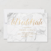 PixDezines マーブル模様の偽のゴールド卒業招待状 招待状 (裏面)